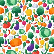 Vector Vegetables Seamless Pattern Background in Flat Style