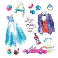 watercolor sweets wedding set