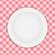 White Plate on a Checkered Tablecloth Vector Illustration N2