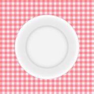 White Plate on a Checkered Tablecloth Vector Illustration N3