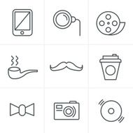 Line Icons Style Hipster retro vintage elements modern icon set