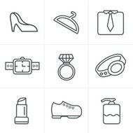 Line Icons Style Fashion Set Vector Design