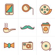 Icons Style Hipster retro vintage elements modern icon set Vect