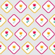 Paper Trendy Flat Flower Seamless Pattern Vector Illustration N16