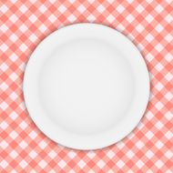 White Plate on a Checkered Tablecloth Vector Illustration N4