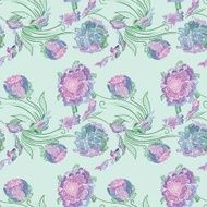 Japan Style Provence Floral Vector Pattern