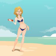 Girl in the beach illustration