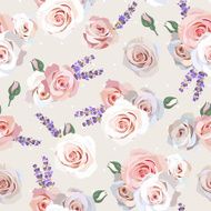 Seamless roses and lavender