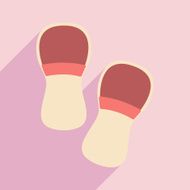 Flat with shadow icon and mobile application slippers