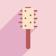 Flat with shadow icon and mobile application hair brush