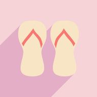Flat with shadow icon and mobile application beach flip flops