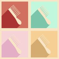 Flat with shadow concept and mobile application comb