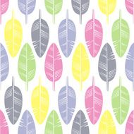 Seamless Pattern of Multicolored Feathers for Modern Wallpaper
