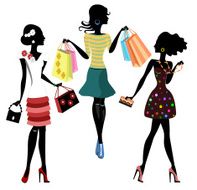 Fashion girls with bags silhouettes