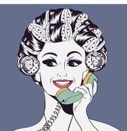 Woman with curlers in their hair talking at phone N3