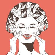 Woman with curlers in their hair N3
