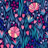 Seamless pattern with pink flower