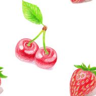 Seamless pattern with cherry and strawberry N2