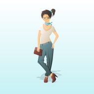 Fashion girl in stylish outfit with bag N2