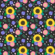 seamless cartoon flowers pattern background N2