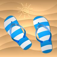 Sandal shoes on the sand Vector illustration