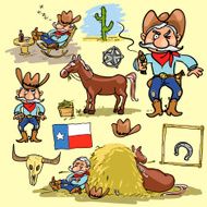 Cartoon cowboy set