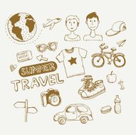 set for hipster travel vector hand drawn icons N2