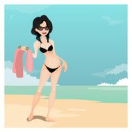 Girl in the beach illustration N4