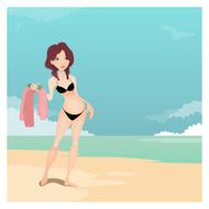 Girl in the beach illustration N5