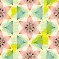 colorful linear floral seamless pattern