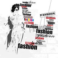 Fashion girl in sketch-style N53