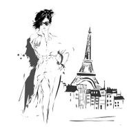 Fashion girl in sketch-style N54