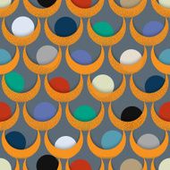 3d seamless pattern with circles and half-round shapes