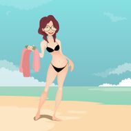 Girl in the beach illustration N6