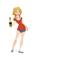 Girl holding a bottle of Champagne