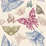 Cute seamless wallpaper pattern with stylized butterflies from s