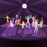 People dancing in nightclub Dance floor flat style design