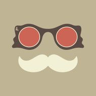 Vintage hipster sunglasses and mustache vector object