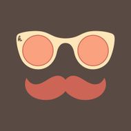 Vintage hipster sunglasses and mustache vector object N2