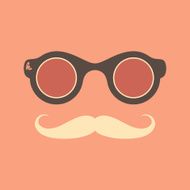 Vintage hipster sunglasses and mustache vector object N3