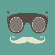 Vintage hipster sunglasses and mustache vector object N4