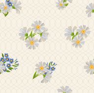 Vector repeating pattern with daisies and forget-me-nots