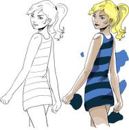 Fashion girl in retro dress