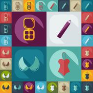 Flat concept set modern design with fashion beauty N7