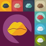 Flat modern design with shadow icon lips N4