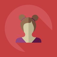 Flat modern design with shadow icon silhouette girl creative hairstyle N21