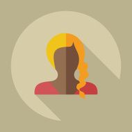 Flat modern design with shadow icon silhouette girl creative hairstyle N23