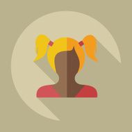 Flat modern design with shadow icon silhouette girl creative hairstyle N27