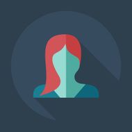 Flat modern design with shadow icon silhouette girl creative hairstyle N28