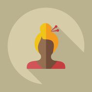 Flat modern design with shadow icon silhouette girl creative hairstyle N32